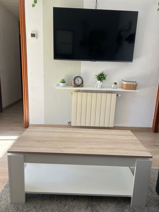 Mesa de centro elevable madera y blanco