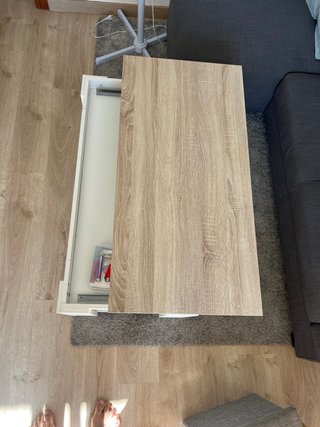 Mesa de centro elevable madera y blanco