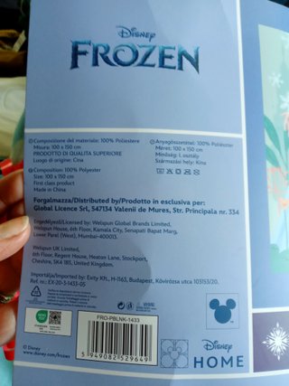 Plaid / Coperta Disney Frozen Elsa e Anna NUOVO