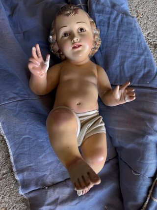 Niño Jesús antiguo ojos de cristal