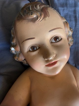 Niño Jesús antiguo ojos de cristal