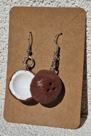Pendientes artesanales de cocos
