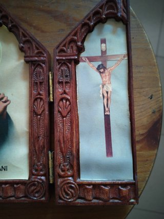 Cuadro Tríptico Santa Gemma Madera, CON LA ORACIÓN