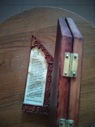 Cuadro Tríptico Santa Gemma Madera, CON LA ORACIÓN