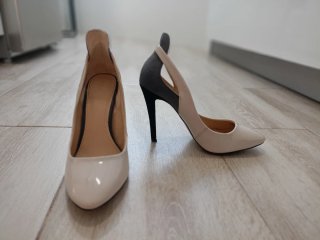 Zapatos tacón Zara Talla 37 beige/gris