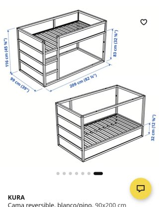Cama ALTA IKEA KURA 90x200 cm