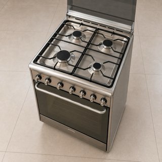 Cocina gas acero inox + horno eléctrico Smeg