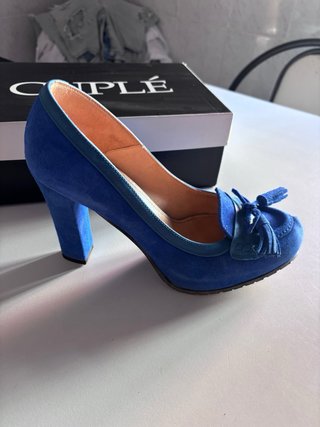 Zapatos Cuplé Azul Tacon