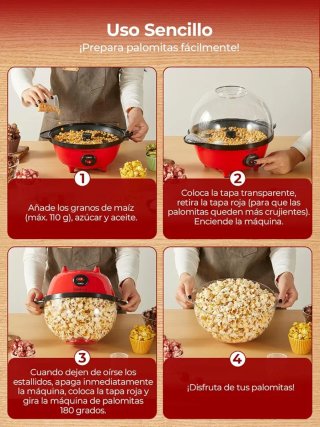 Máquina Palomitas FOHERE 4.5L Roja