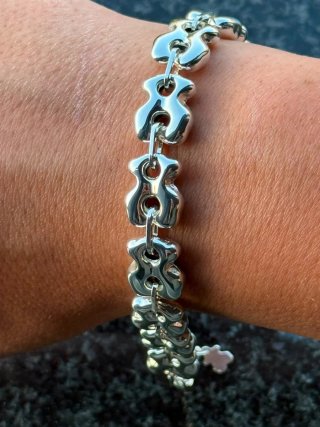 Pulsera acero plateado ositos ajustable