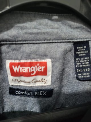 Camicia Uomo Wrangler Comfort Flex Nera/Grigia