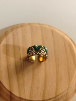 Anillos Miyuki de bronce con baño de oro ajustable