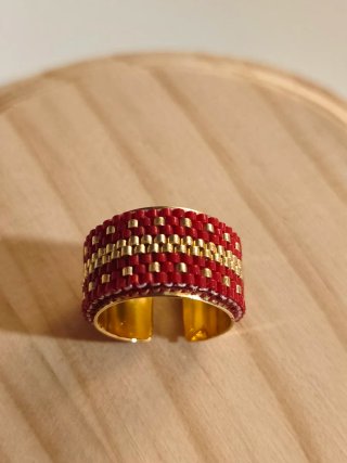 Anillos Miyuki de bronce con baño de oro ajustable