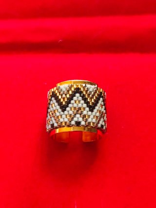 Anillos Miyuki de bronce con baño de oro ajustable