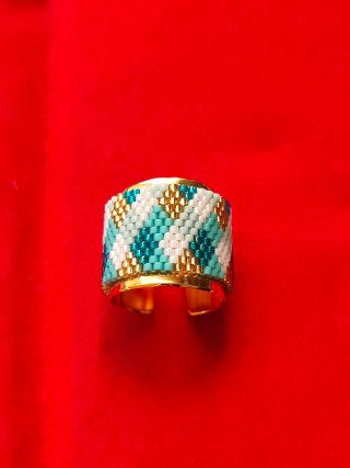 Anillos Miyuki de bronce con baño de oro ajustable
