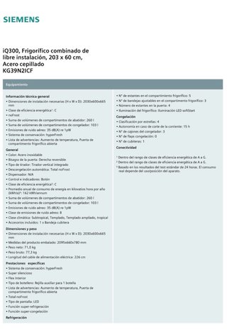 Nevera Siemens KG39N2ICF Nueva