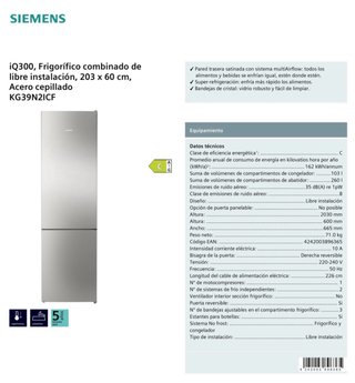 Nevera Siemens KG39N2ICF Nueva