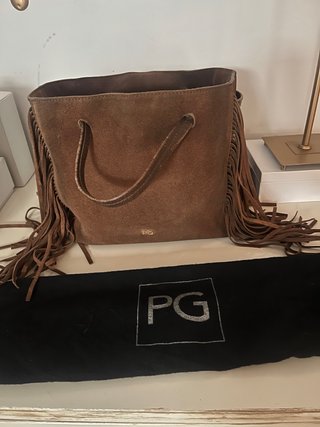 Bolso flecos ante marrón Purificación García