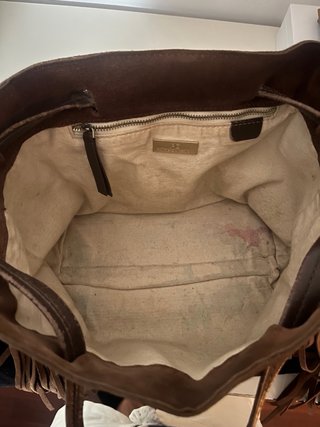 Bolso flecos ante marrón Purificación García