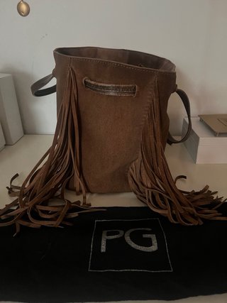 Bolso flecos ante marrón Purificación García