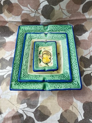 Set 3 Vassoi / Posacenere Ceramica
