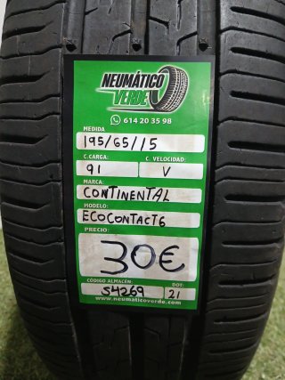 195 65 15 91V CONTINENTAL ECO CONTACT 6