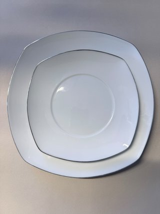 Vajilla porcelana ribete plata
