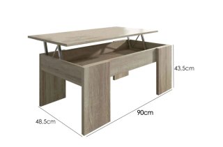 Mesa de centro elevable madera