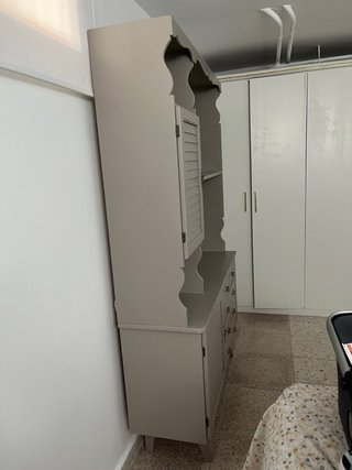 Mueble alacena vitrina gris de madera