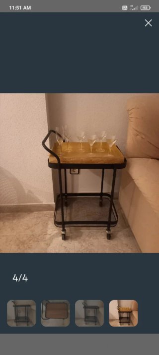 Carrito de bebidas madera y metal