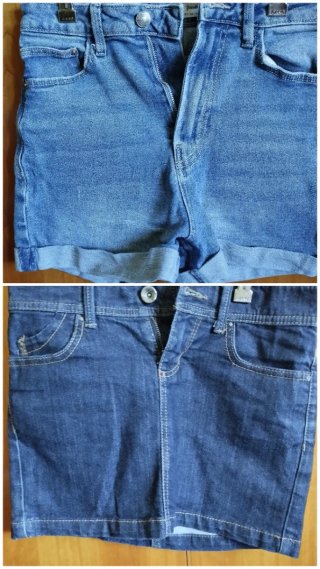 Pantalón corto vaquero y falda vaquera