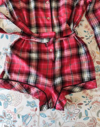 Peto Pijama Victoria's Secret Cuadros Rojo