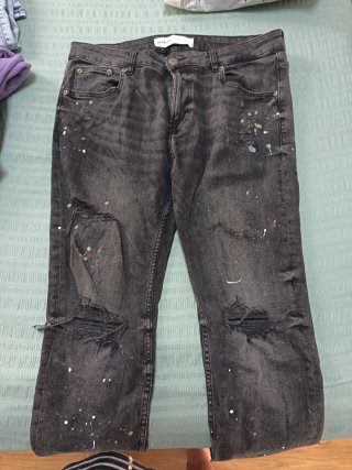 Pantalón vaquero negro Bershka Roto Talla M