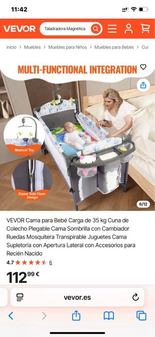 Cuna Plegable VEVOR P9070 con colchón JYKS