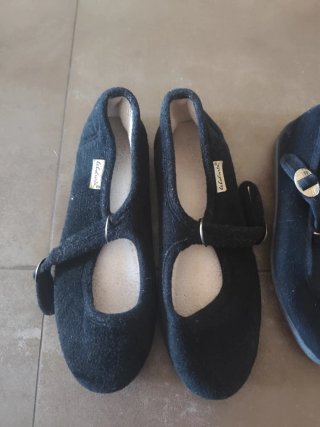 Zapatos de baile regional negros terciopelo