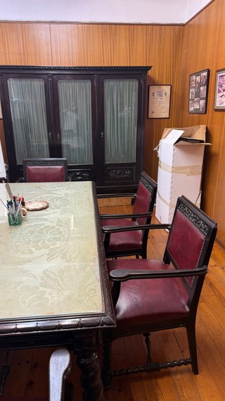 Mueble Antiguo Madera Cristal y Piel