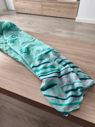 Sciarpa donna verde e rosa con stampa