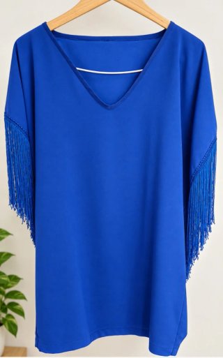 Túnica Azul con Flecos Talla Única