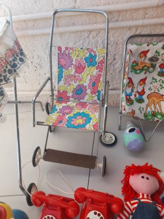 Lote Juguetes Antiguos Cochecito Teléfono Muñeco