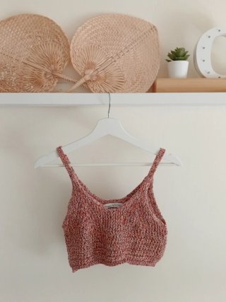 Top Crochet Rosa y Rojo Talla S
