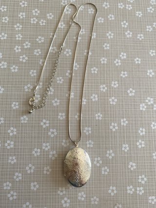 Collar plateado con colgante ovalado