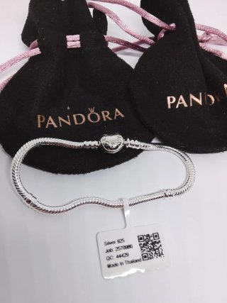 Pulsera Pandora 17cm Cierre Corazón Plata