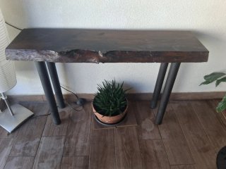 Mesa consola rústica madera y metal