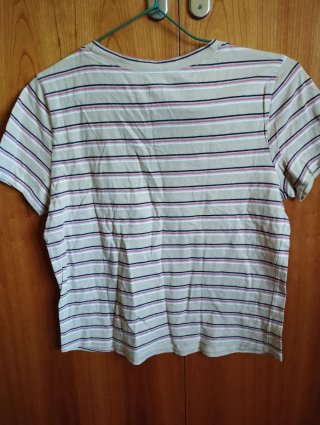 Camiseta Hollister Rayas Beige y Rosa