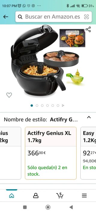 Tefal Actifry Genius XL 1.7L Freidora de Aire