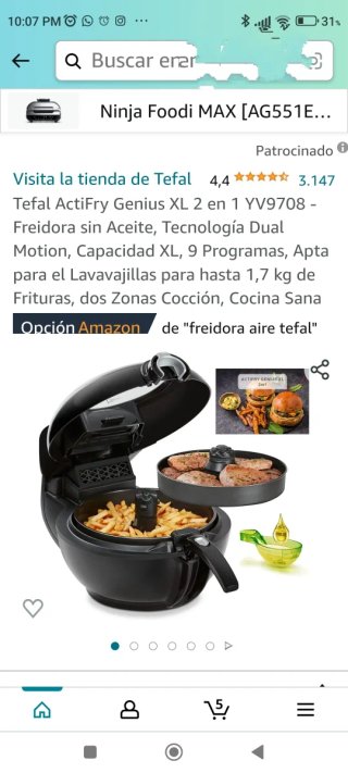 Tefal Actifry Genius XL 1.7L Freidora de Aire