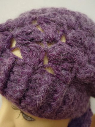 Set berretto e scaldacollo traforato viola cipolla