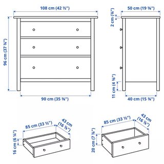 Cómoda HEMNES 3 cajones blanca IKEA