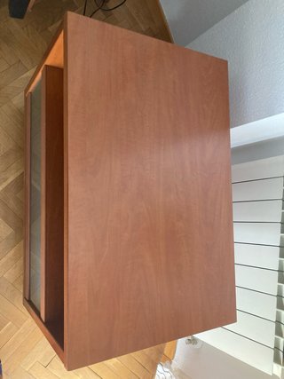 Mueble TV madera y cristal con ruedas
