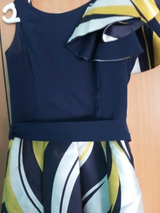 Vestido fiesta/boda azul y multicolor